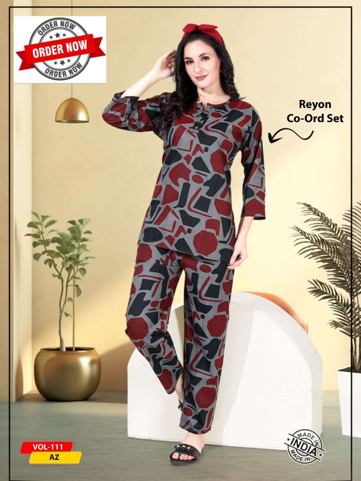 SUMMER SPECIAL VOL-111 BY ASLIWHOLESALE DESIGNER PURE RAYON PRINTED CO-ORD SET-00093