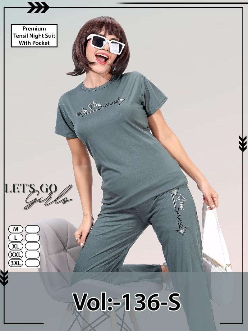 SUMMER SPECIAL VOL-136 BY ASLIWHOLESALE DESIGNER PURE TENCIL SILK NIGHT SUIT-00093