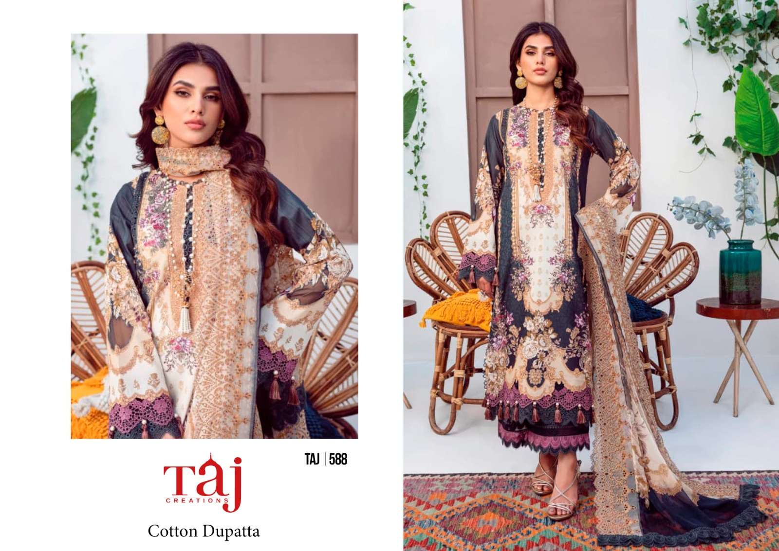 TAJ CREATIONS 588 HIT DESIGN HEAVY COTTON PRINTED PAKISTANI DRESS-00071