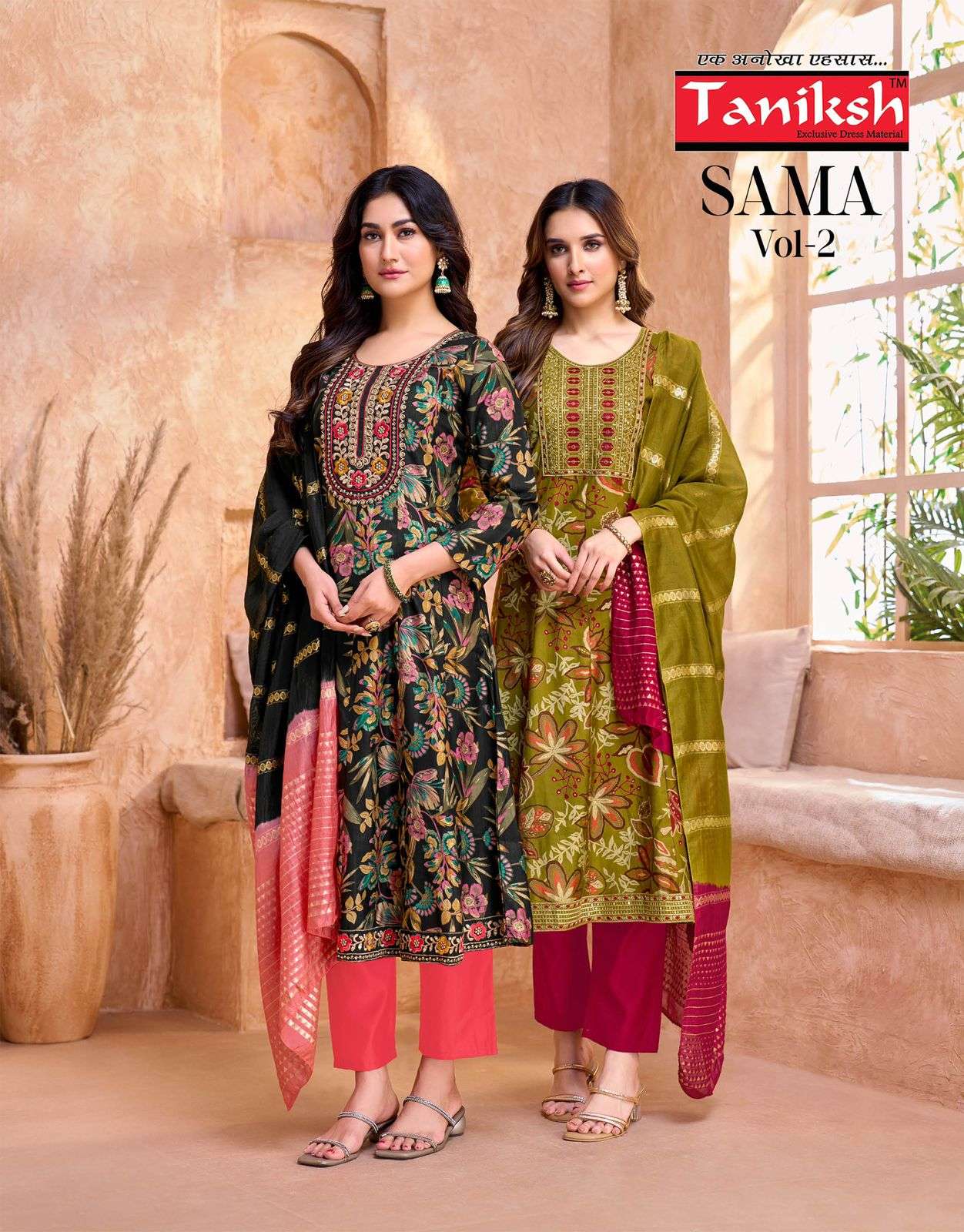 TANIKSH SAMMA VOL-2 2001 TO 2006 SERIES PURE HEAVY EMBROIDERY PRINTED DRESSES-00140