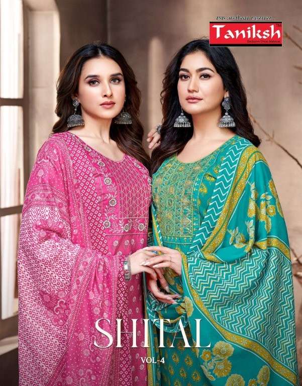 TANIKSH SHITAL VOL-04 PURE CAMBRIC COTTON PRINTED DRESSES-00140