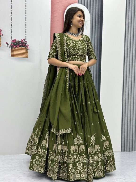 TAPI-075 COLOUR BY ASLIWHOELSALE DESIGNER PURE CHINON EMBROIDERY LEHENGA-00185