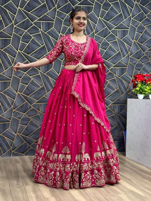 TAPI-075 NX COLOUR BY ASLIWHOELSALE DESIGNER PURE CHINON EMBROIDERY LEHENGA-00185