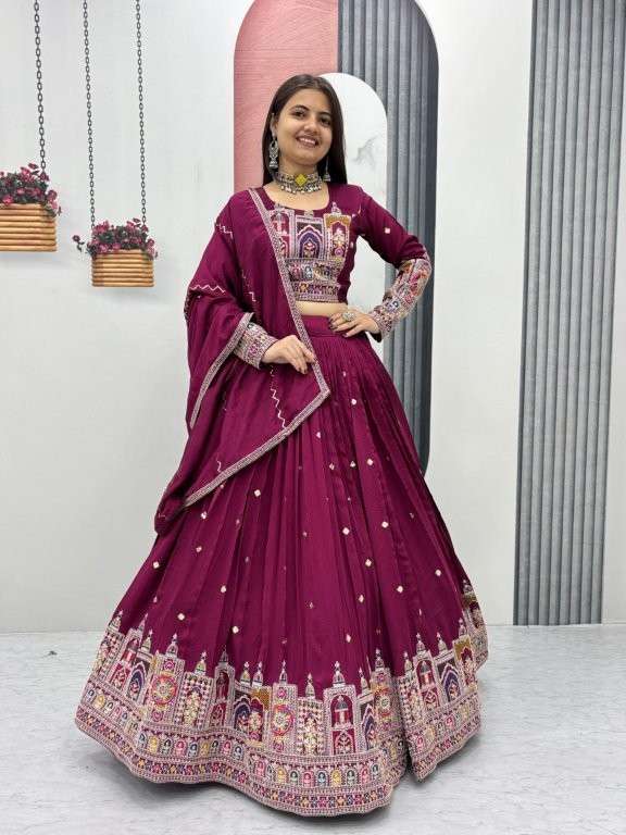 TAPI-245 COLOUR BY ASLIWHOLESALE DESIGNER PURE VICHITA EMBROIDERY LEHENGAS-00185
