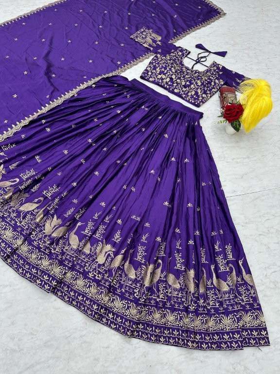 TAPI-246 COLOUR BY ASLIWHOLESALE DESIGNER PURE CHINON EMBROIDERY LEHENGAS-00185