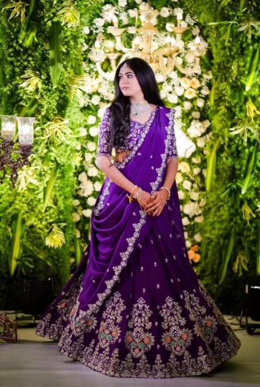 TAPI-247 COLOUR BY ASLIWHOLESALE DESIGNER PURE CHINON EMBROIDERY LEHENGAS-00185