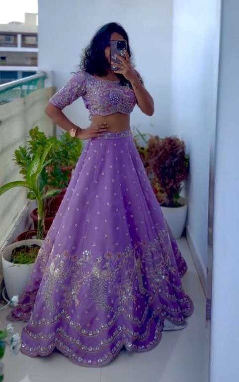 TAPI-250 COLOUR BY ASLIWHOLESALE DESIGNER PURE CHINON EMBROIDERY LEHENGA-00185