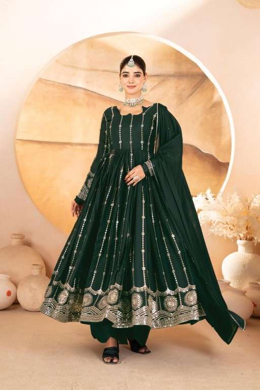 TD-6069 BY ASLIWHOLESALE DESIGNER PURE GEORGETTE EMBROIDERY DRESSES-00235