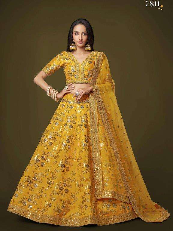 THE MODERN VIBES VOL-2 BY ASLIWHOLESALE DESIGNER PURE SILK EMBROIDERY LEHENGSA-00139