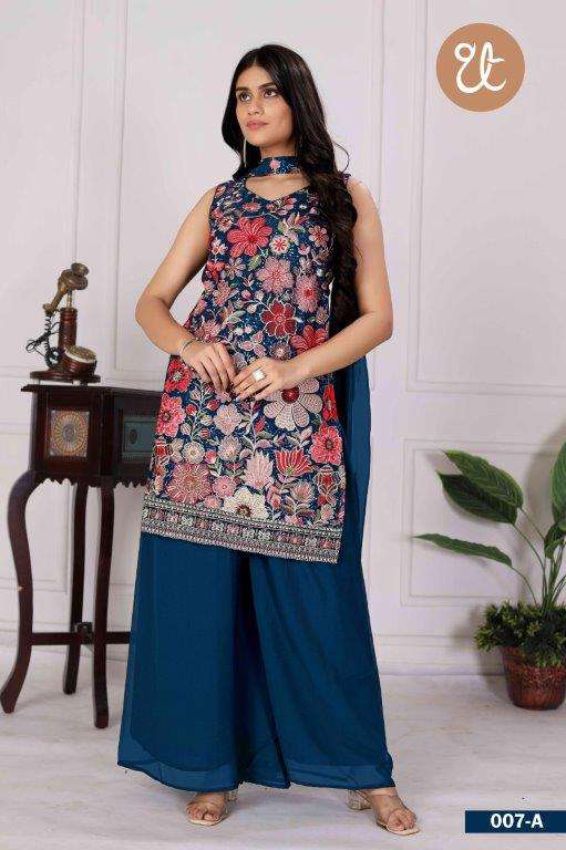THREAD THRILL 007 HIT DESIGN 007-A TO 007-D SERIES PURE HEAVY GEORGETTE EMBROIDERY DRESSES-00269