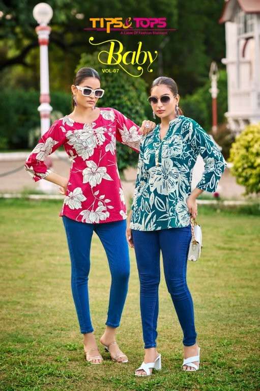 TIPS AND TOPS BABY VOL-07 1001 TO 1009 SERIES PURE RAYON PRINTED TOPS-00140