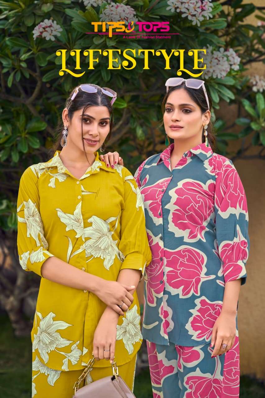 TIPS AND TOPS LIFESTYLE 1001 TO 1006 SERIES PURE RAYON CO-ORD SET-00014