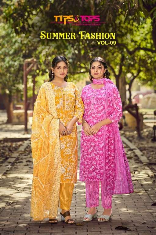 TIPS AND TOPS SUMMER FASHION VOL-9 1001 TO 1006 SERIES PURE COTTON PRINTED DRESSES-00014