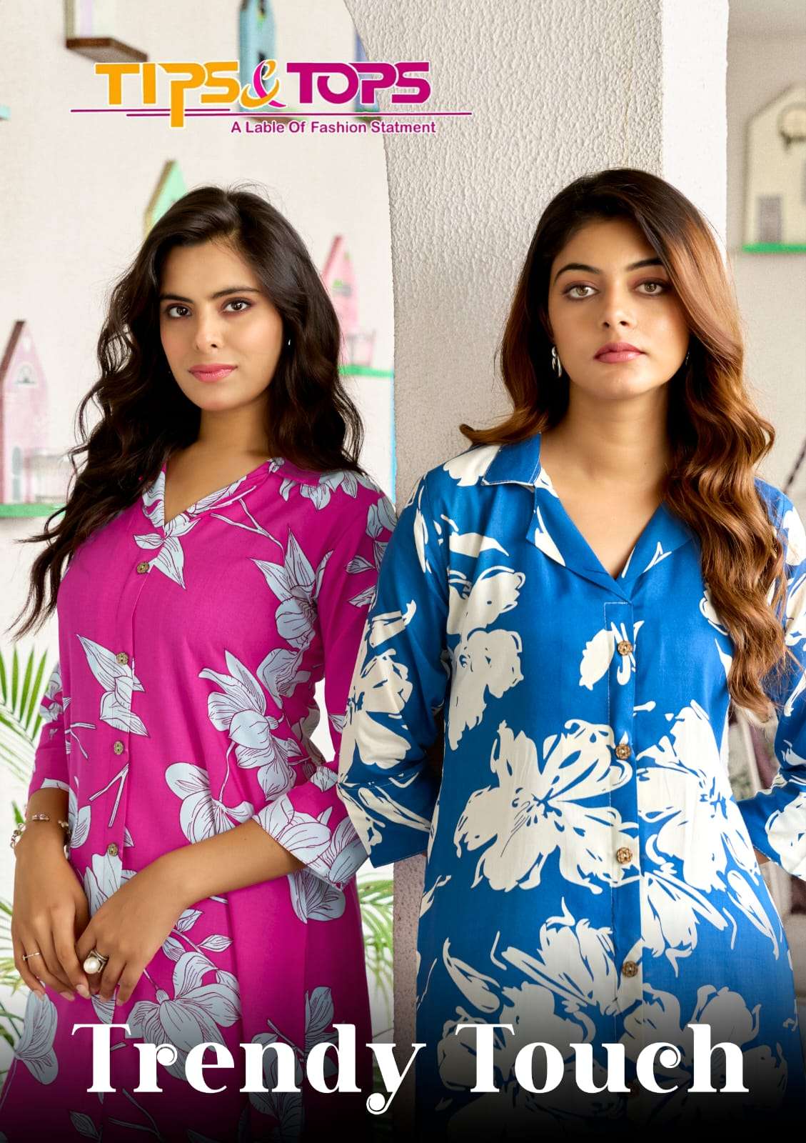 TIPS AND TOPS TRENDY TOUCH 1001 TO 1006 SERIES PURE RAYON PRINTED CO-ORD SET-00062