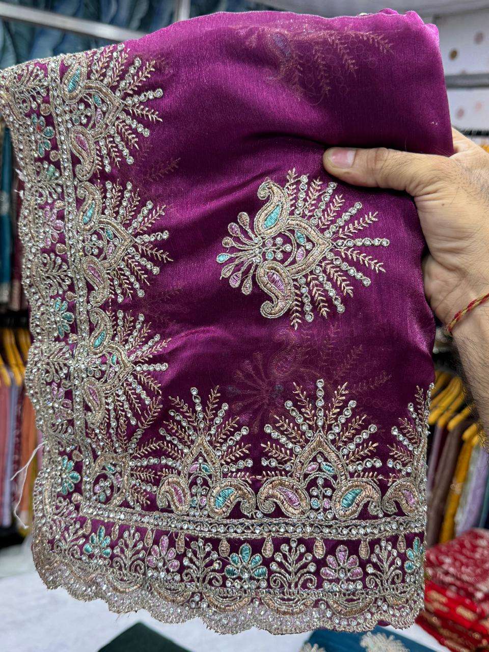 TRISHA COLOUR BY ASLIWHOLESALE DESIGNER PURE FANCY EMBROIDERY SAREES-00103