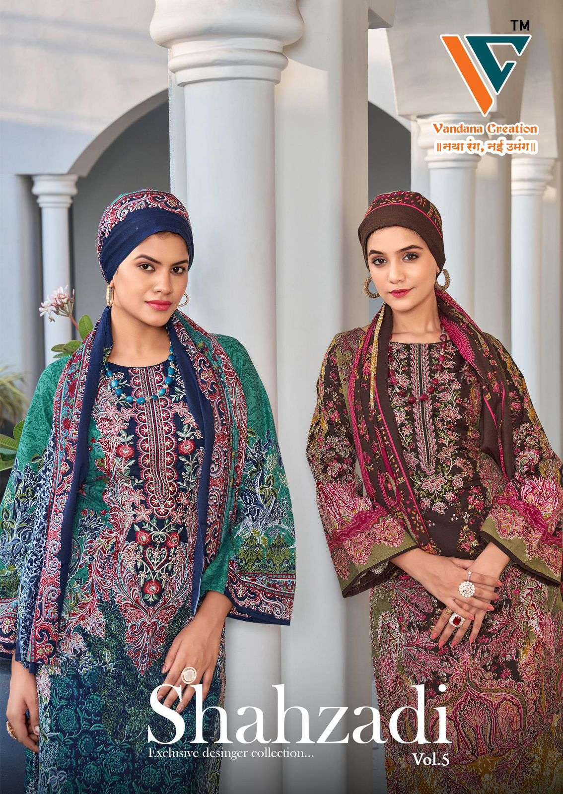 VANDANA CREATION SHAHZADI VOL-5 5001 TO 5008 SERIES PURE COTTON PRINTED PAKISTANI DRESSES-00062
