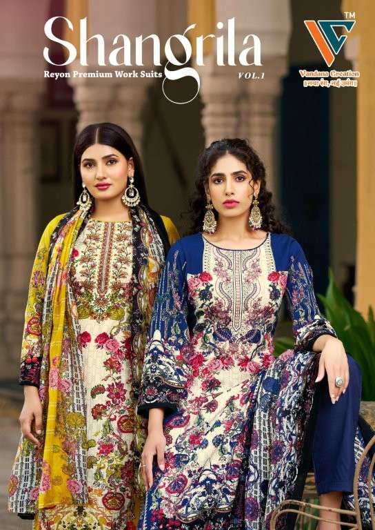 VANDANA CREATION SHANGRILA VOL-01 1001 TO 1008 SERIES PURE RAYON KARACHI PAKISTANI DRESSES-00062