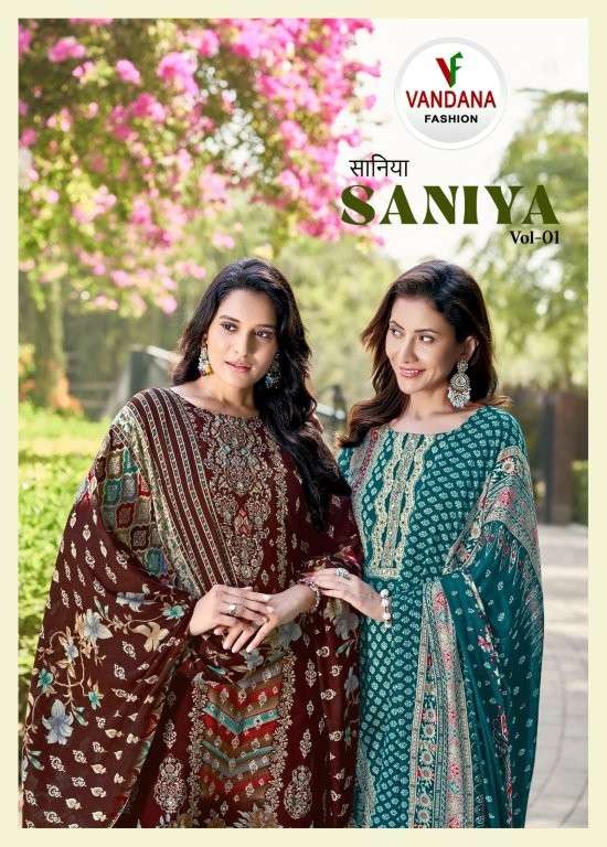 VANDANA FASHION SANIYA VOL-1 1001 TO 1006 SERIES PURE VISCOSE RAYON PAKISTANI DRESSES-00201