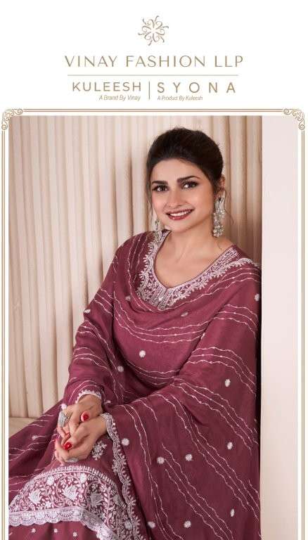 VINAY FASHION KULEESH SYONA 72511 TO 72514 SERIES PURE CHINON EMBROIDERY DRESSES-00028