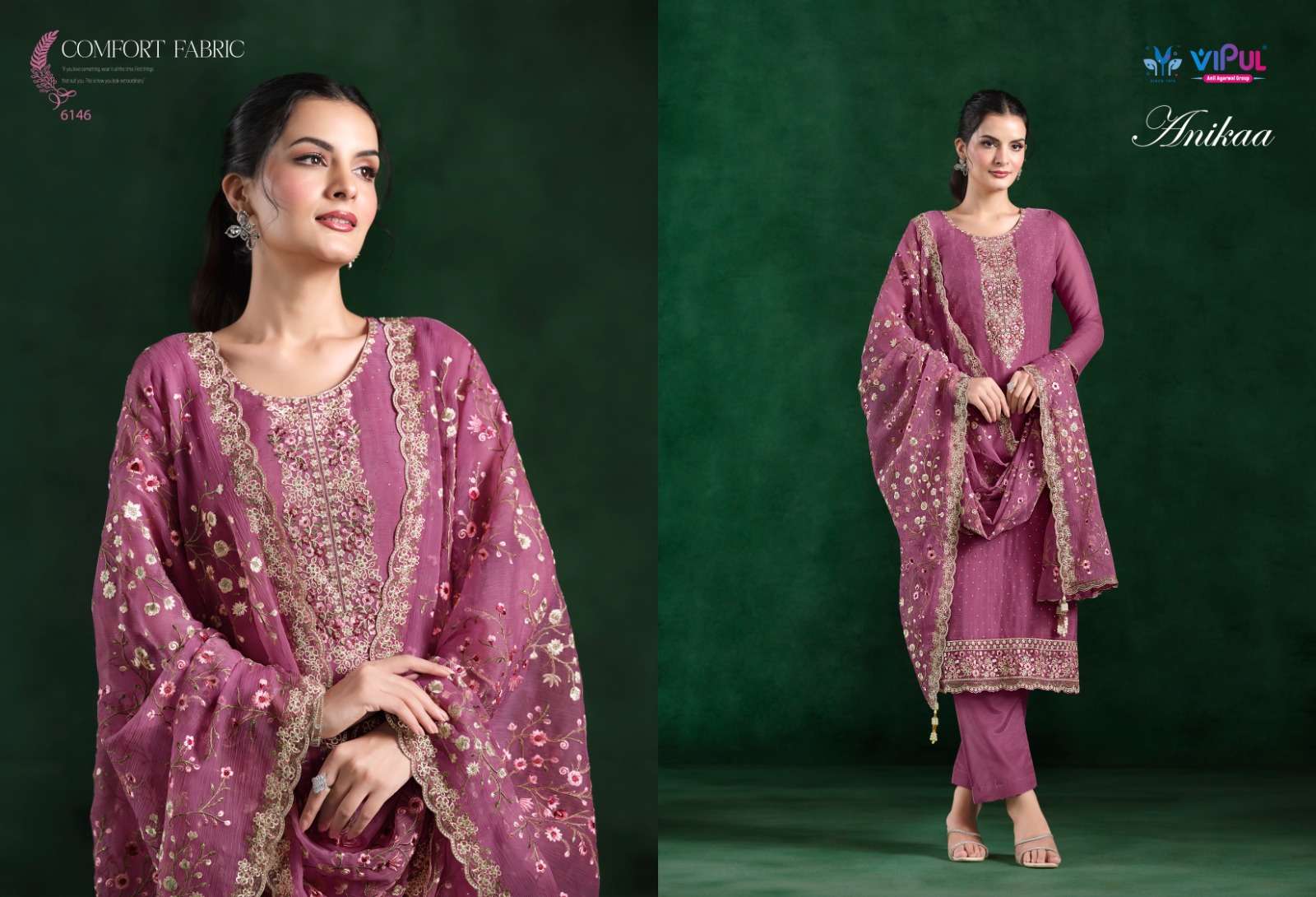 VIPUL ANIKAA 6141 TO 6146 SERIES PURE CHINON SWAROSKI DRESSES-00150