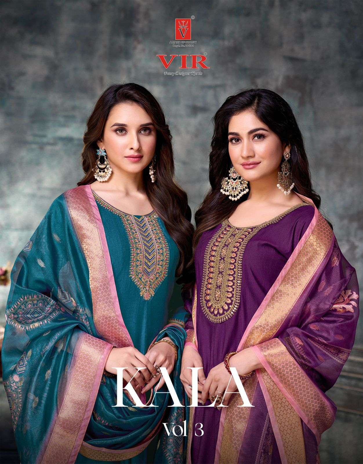 VIR KALA VOL-03 PURE FANCY VERTICAN EMBROIDERY DRESSES-00140