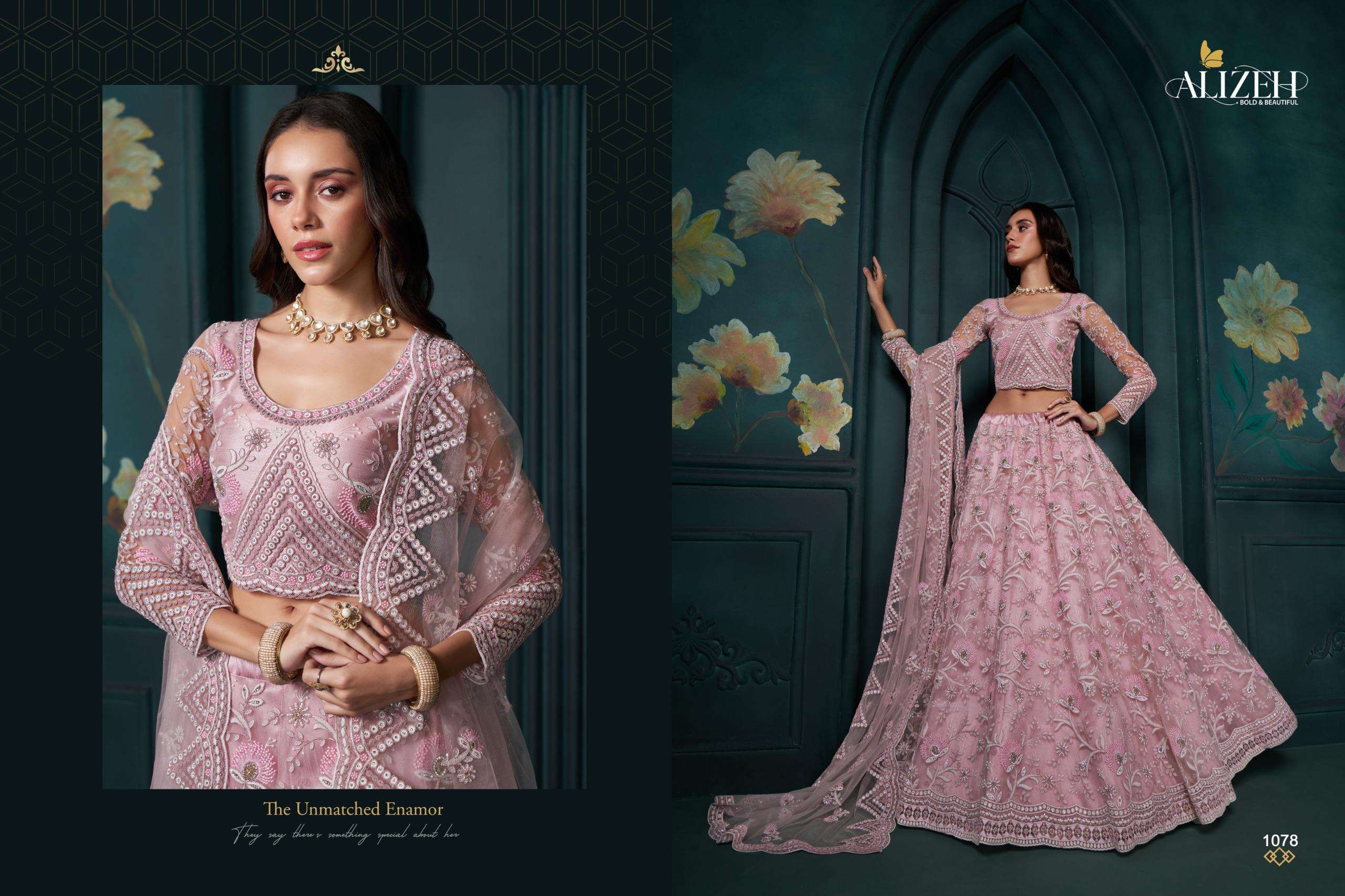 WEDDING AFFAIR VOL-3 BY ALIZEH HEAVY DESIGNER BUTTERFLY NET LEHENGAS