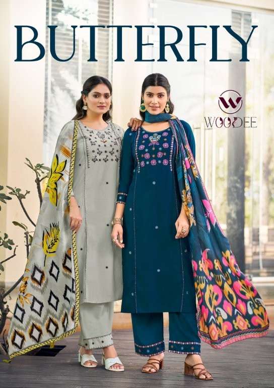 WOODEE BUTTERFLY 1001 TO 1006 SERIES PURE RAYON DRESSES-00140