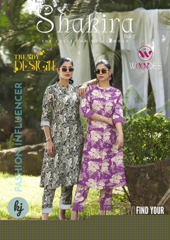 WOODEE SHAKIRA VOL-2 2001 TO 2006 SERIES PURE RAYON PRINTED CO-ORD SET-00140