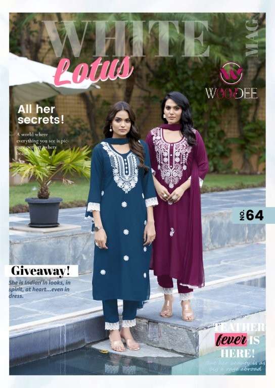 WOODEE WHITE LOTUS 1001 TO 1006 SERIES PURE RAYON DRESSES-00014