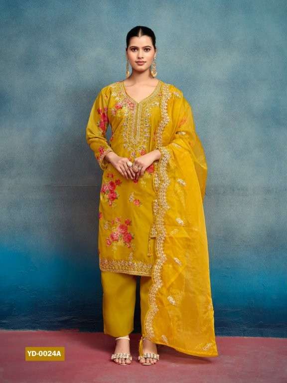 YANAYA DESIGNER YD-0024 SERIES PURE HEAVY SILK EMBROIDERY DRESSES-00104
