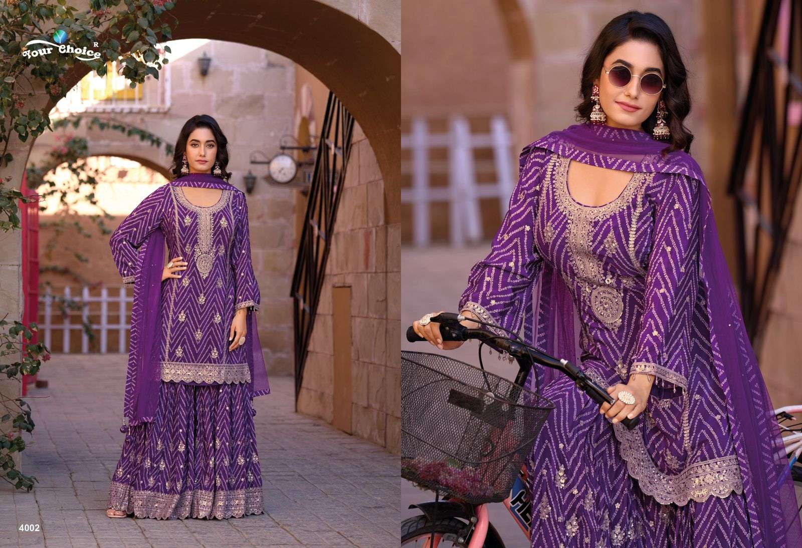 YOUR CHOICE GINNI VOL-4 4001 TO 4004 SERIES PURE CHINON PRINTED DRESSES-00150