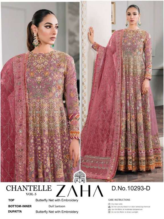 ZAHA 10293-D SERIES PURE NET EMBROIDERY PAKISTANI GOWN-00062