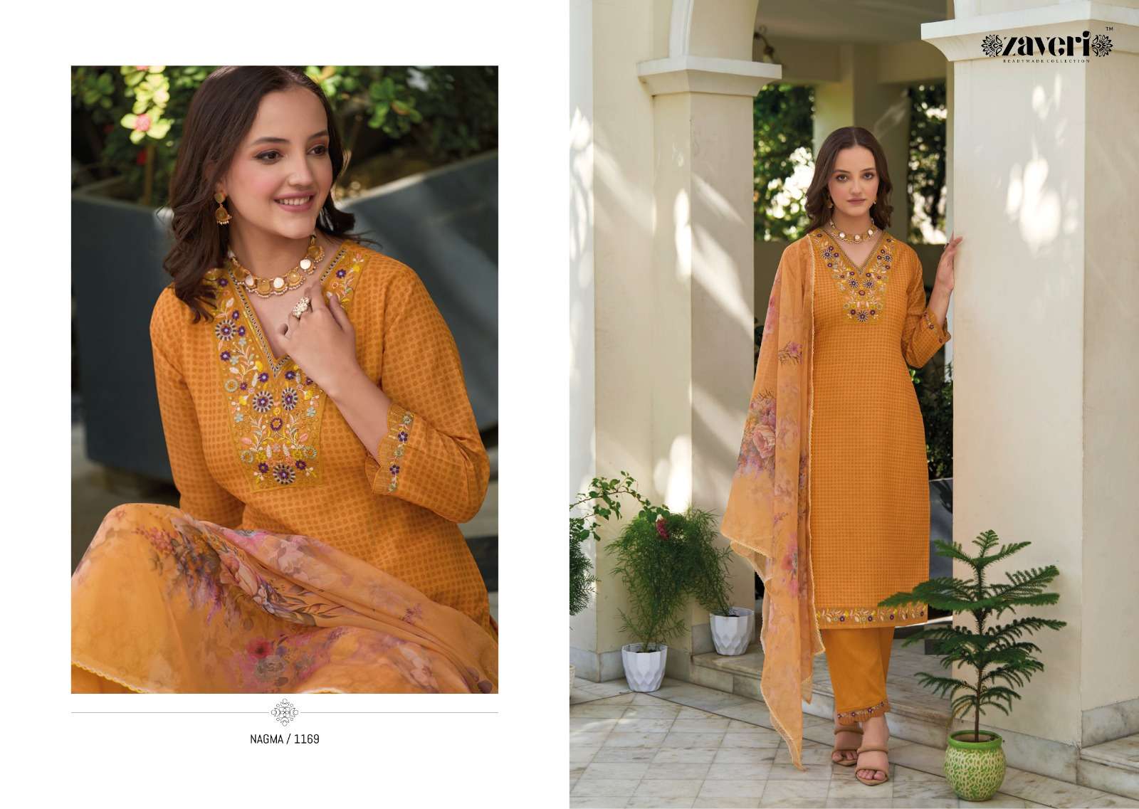 ZAVERI FESTIVE 1169 TO 1172 SERIES PURE COTTON EMBROIDERY DRESSES-00289