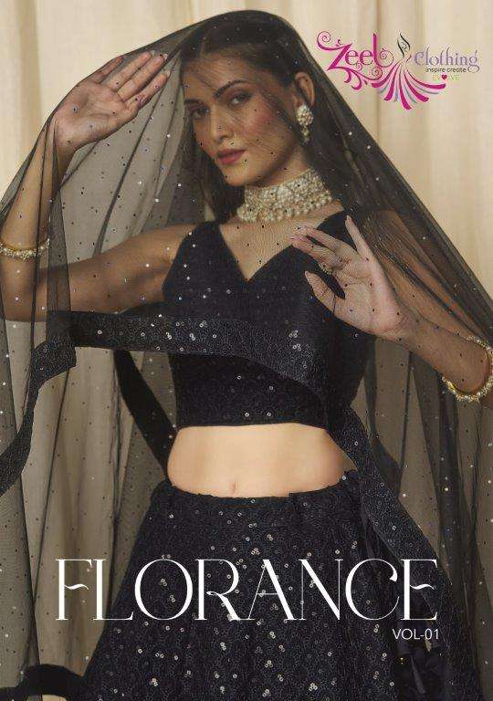 ZEEL CLOTHING FLORANCE VOL-01 PURE GEORGETTE EMBROIDERY LEHENGAS-00139