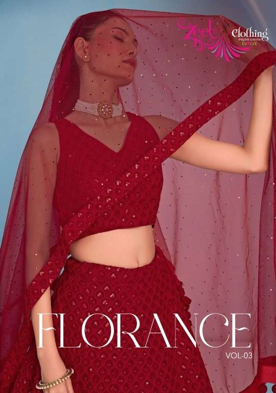 ZEEL CLOTHING FLORANCE VOL-03 PURE GEORGETTE EMBROIDERY LEHENGAS-00139