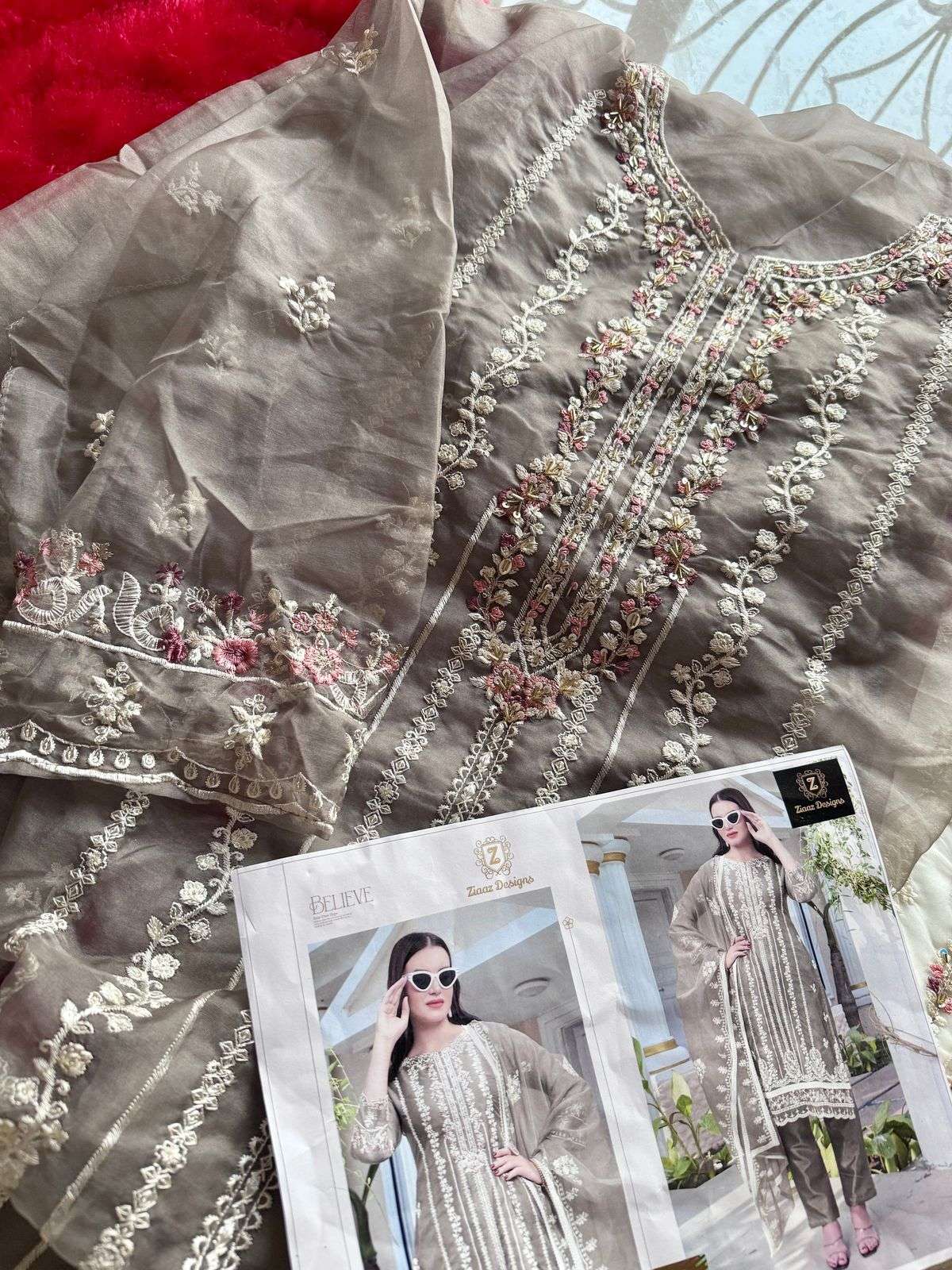 ZIAAZ 762 COLOUR PURE ORGANZA PRINTED PAKISTANI DRESSES-00071