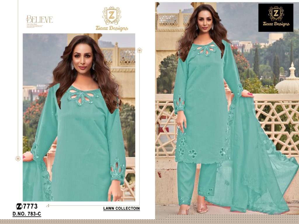 ZIAAZ 783 COLOUR PURE HEAVY COTTON EMBROIDERY PAKISTANI DRESSES-00071