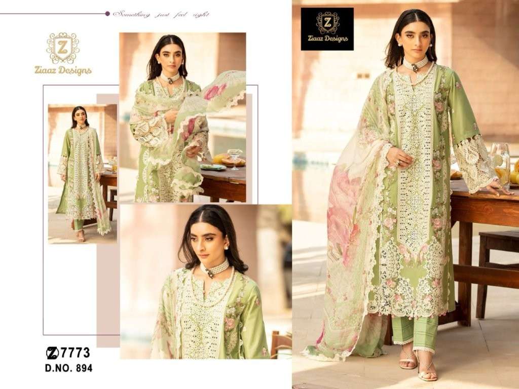 ZIAAZ 894 COLOUR HEAVY EMBROIDERY COTTON PRINTED PAKISTANI DRESSES-00071