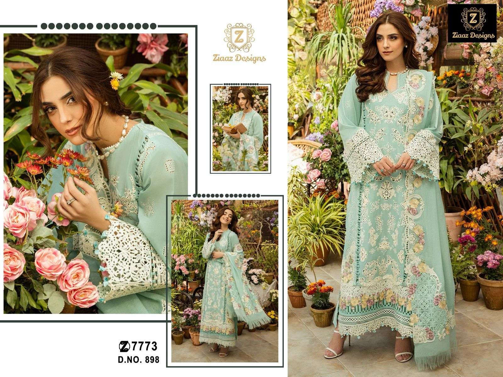 ZIAAZ 898 HEAVY PURE COTTON EMBROIDERY PAKISTANI DRESSES-00071