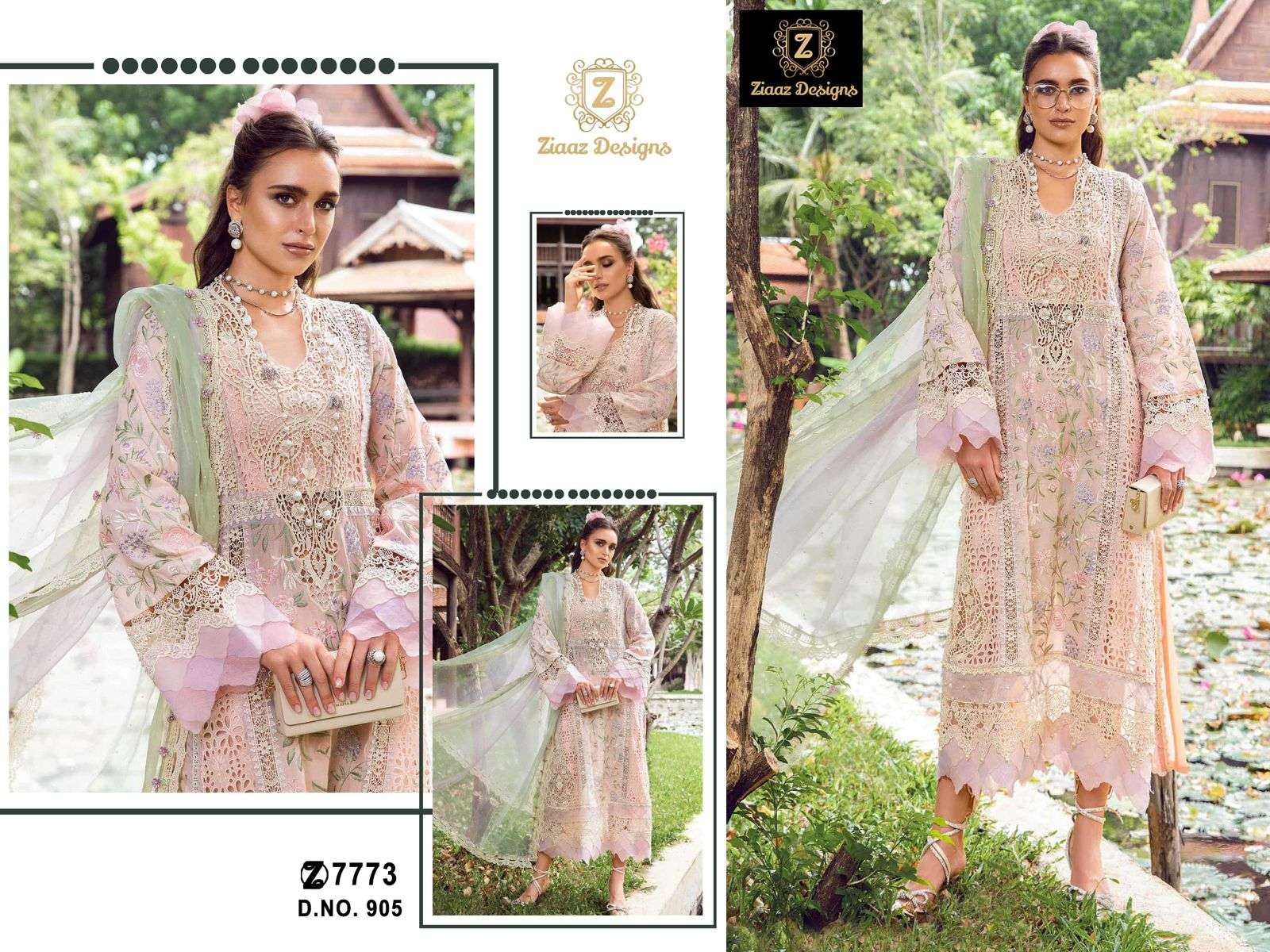 ZIAAZ 905 COLOUR PURE HEAVY EMBROIDERY COTTON PAKISTANI DRESS-00071