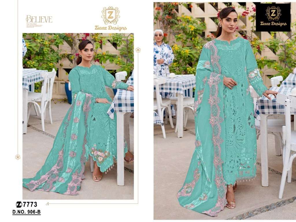 ZIAAZ 906 HEVAY COTTON PRINTED EMBROIDERY PAKISTANI DRESSES-00201