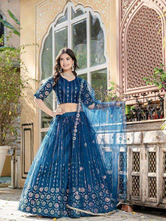 03 RAMA BY ASLIWHOLESALE DESIGNER PURE SOFT NET EMBROIDERY LEHENGAS-00060