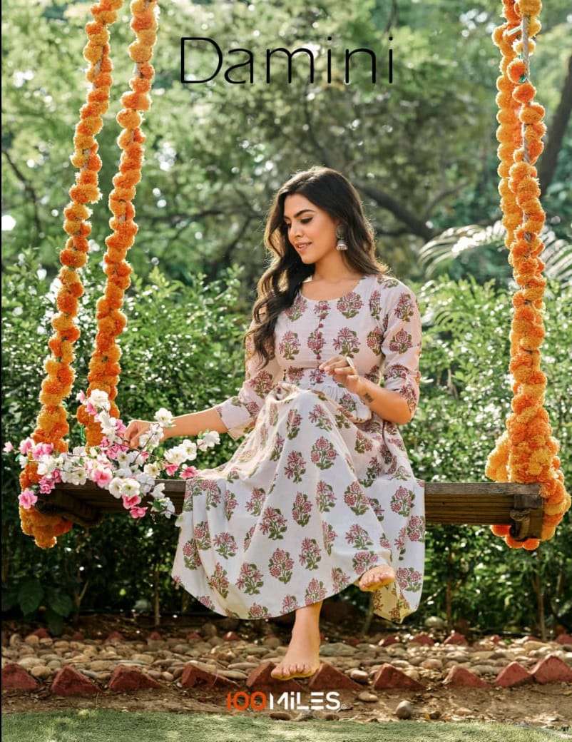 100 MILES DAMINI PURE COTTON PRINTED KURTIS-00014