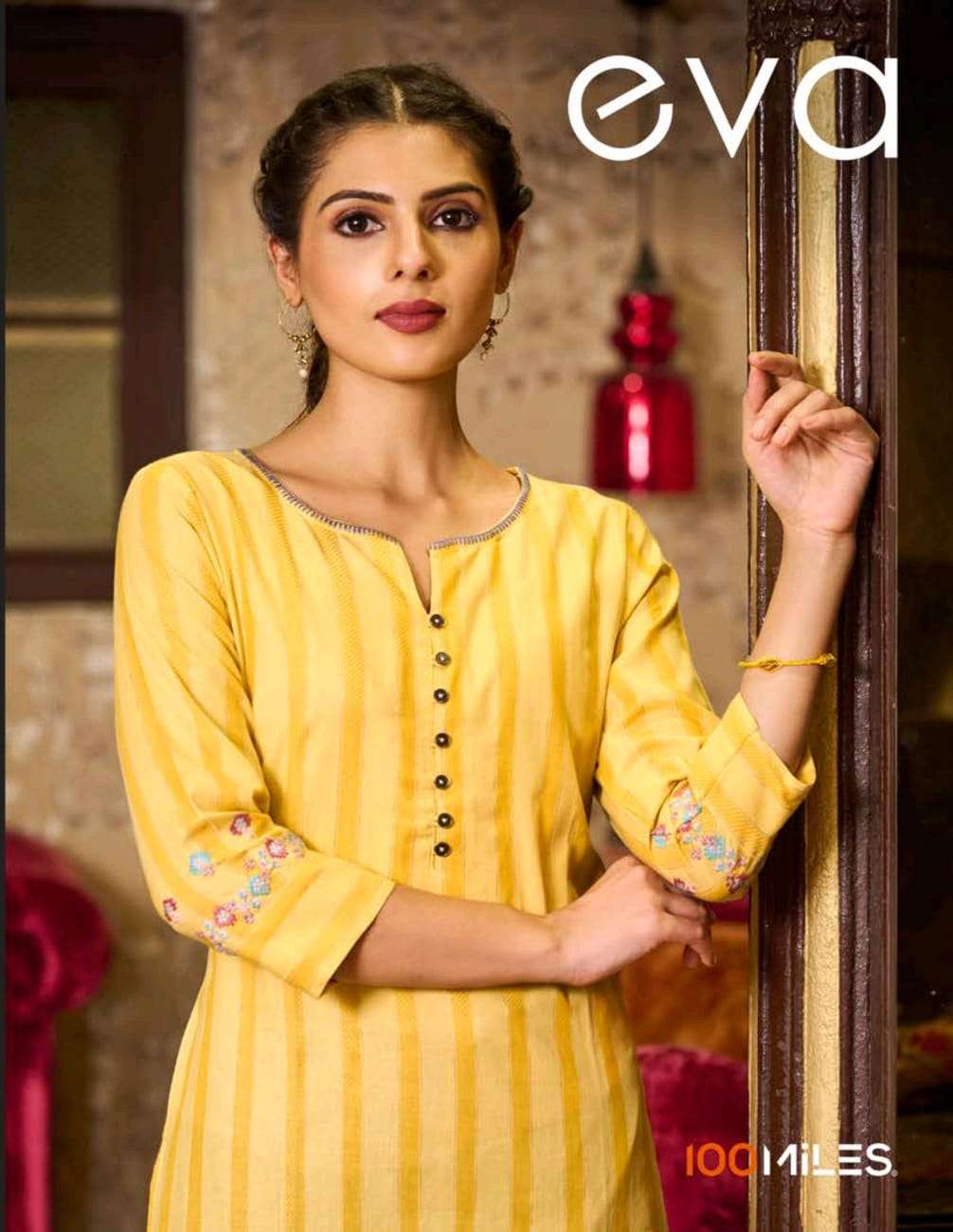 100 MILES EVA PURE COTTON EMBROIDERY KURTIS-00014