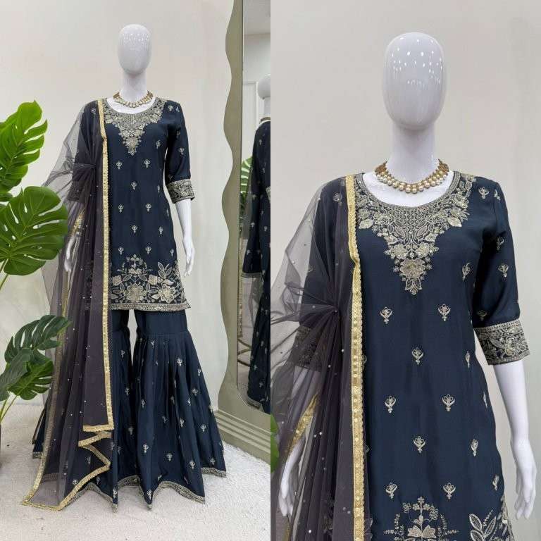 1510 HIT COLOUR BY ASLIWHOLESALE DESIGNER PURE CHINNON EMBROIDERY DRESSES-00241