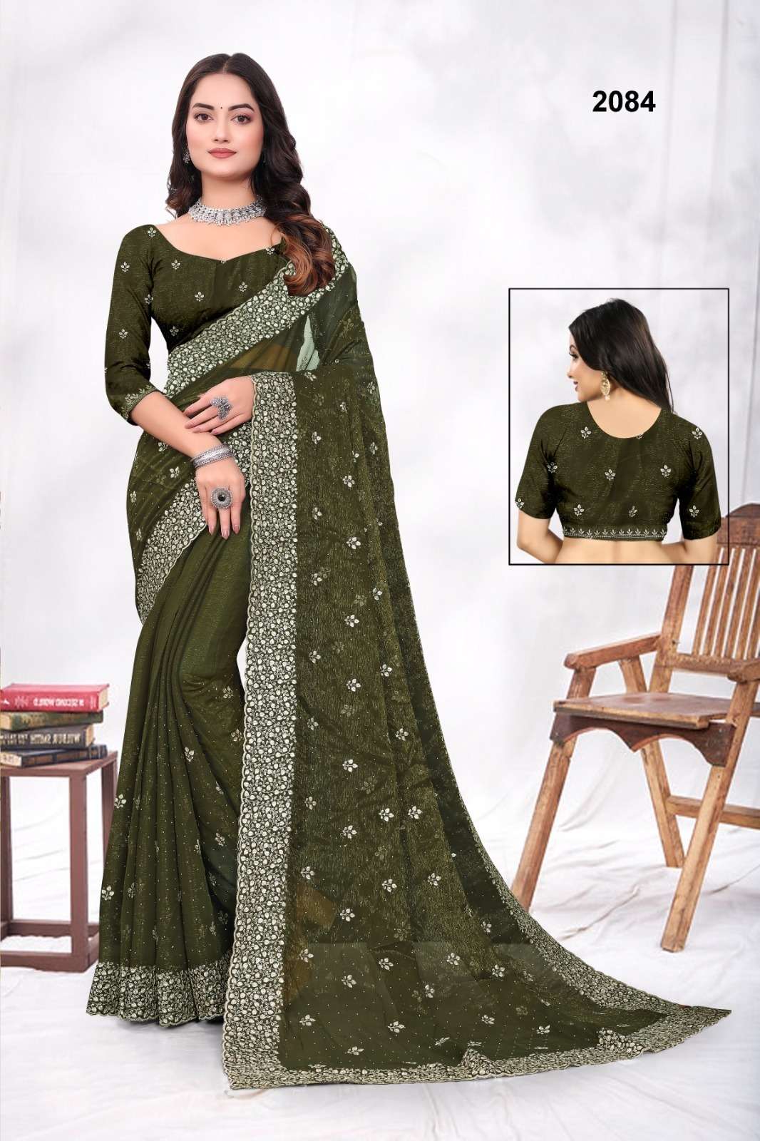 2084 COLOUR BY ASLIWHOLESALE DESIGNER PURE FANCY BLOOMING EMBROIDERY SAREES-00103
