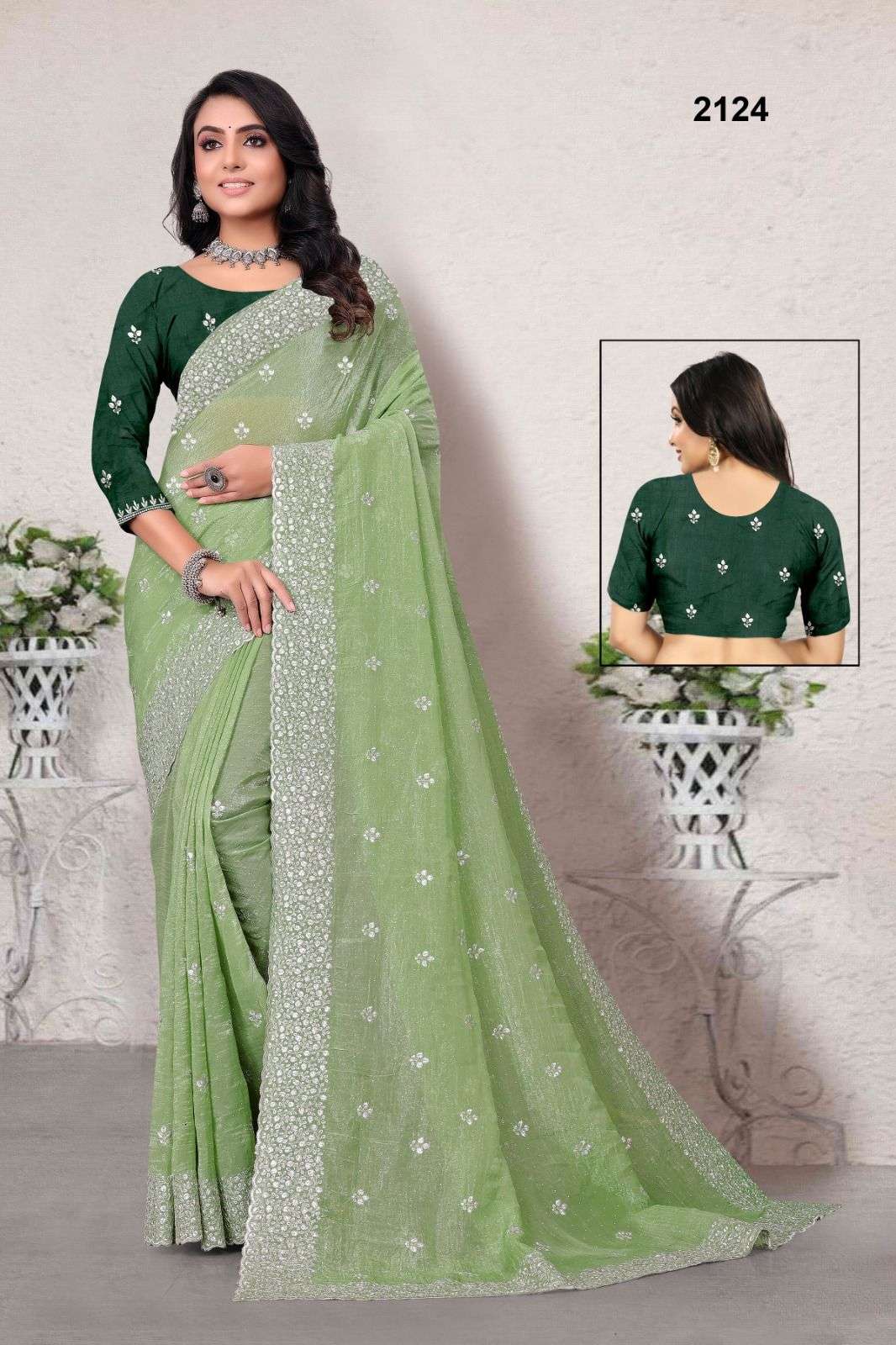2124 COLOUR BY ASLIWHOLESALE DESIGNER PURE FANCY EMBROIDERYPRINTED SAREES-00103