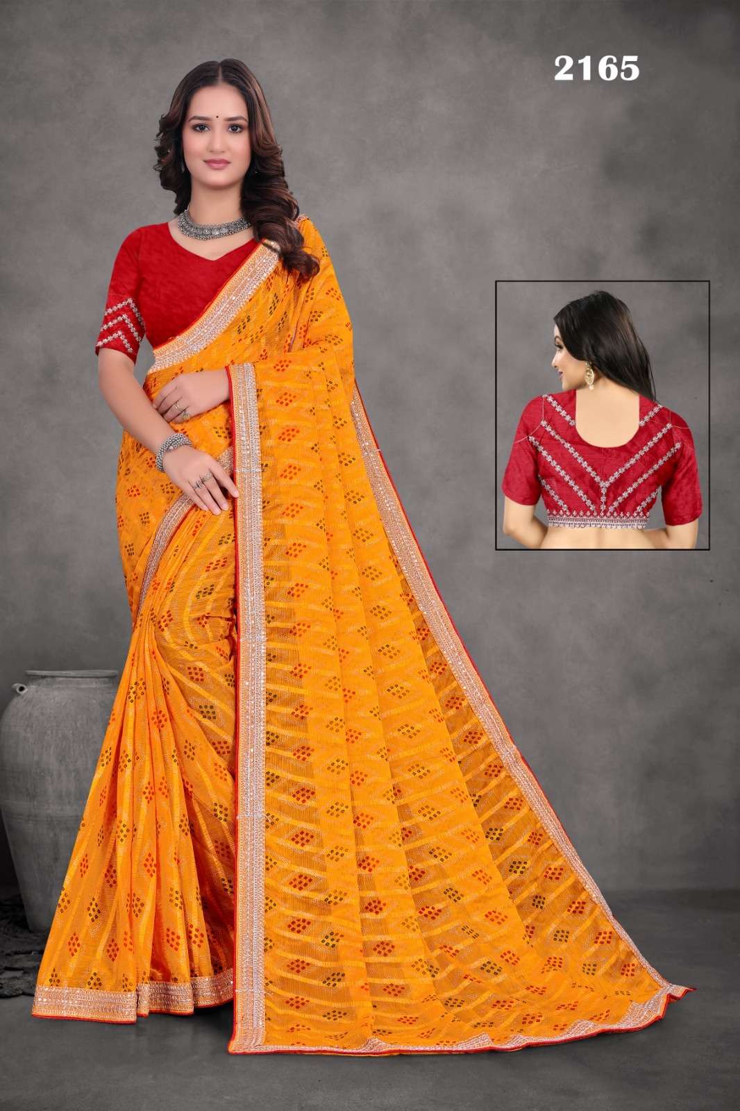 2165 COLOUR BY ASLIWHOLESALE DESIGNER PURE FANCY BHANDHEJ SAREES-00103
