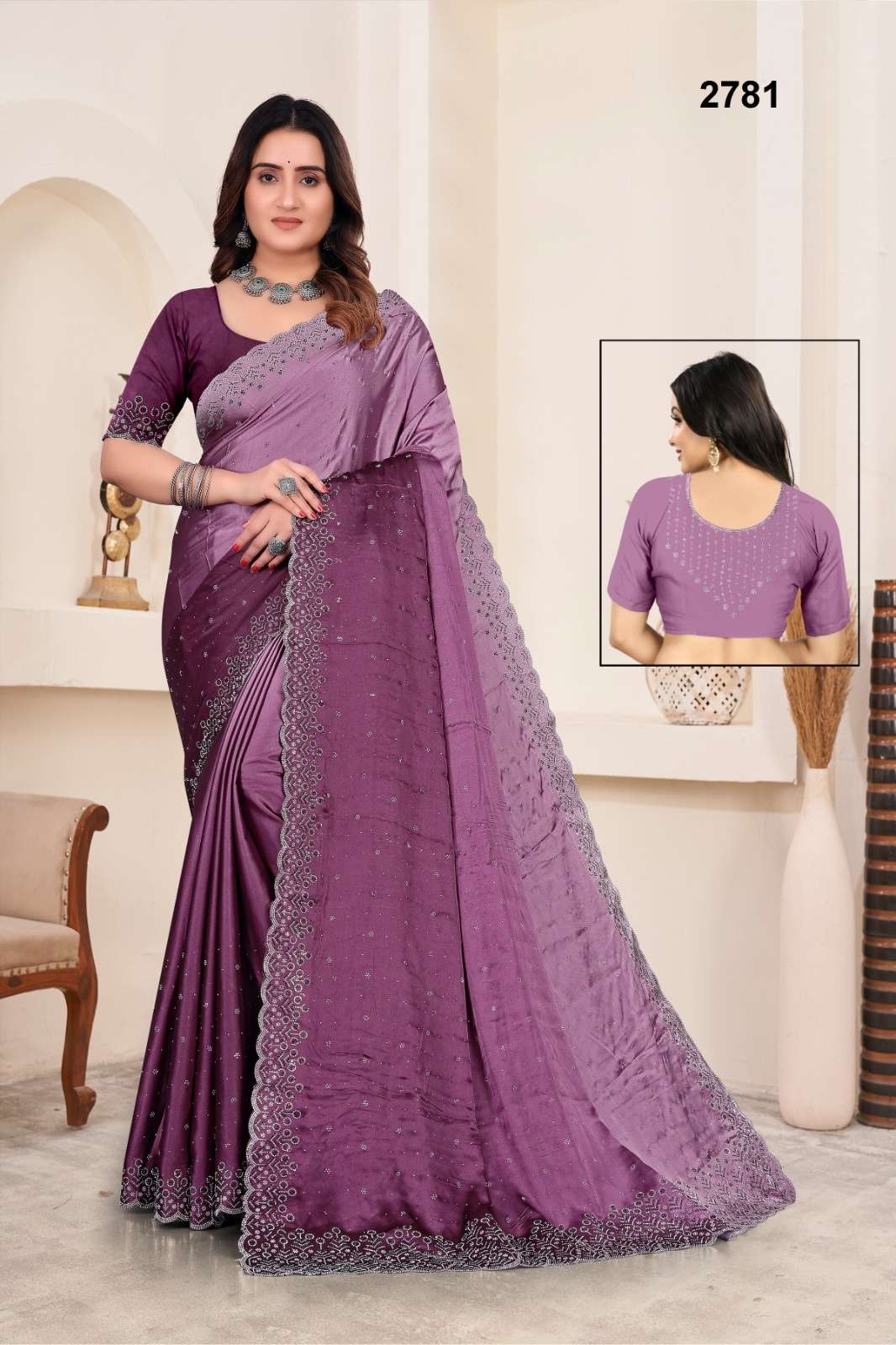 2781 COLOUR BY ASLIWHOLESALE DEISGNER PURE SATIN SILK EMBROIDERY PRINTED SAREES-00103