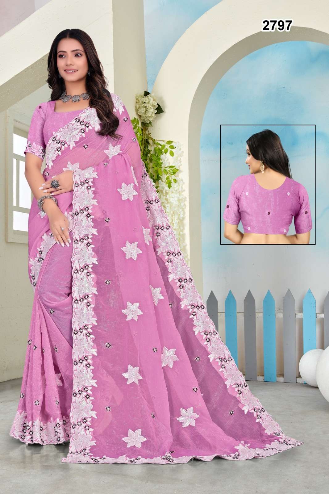 2797 COLOUR BY ASLIWHOLESALE DESIGNER PURE CRUNCY EMBROIDERY SAREES-00103